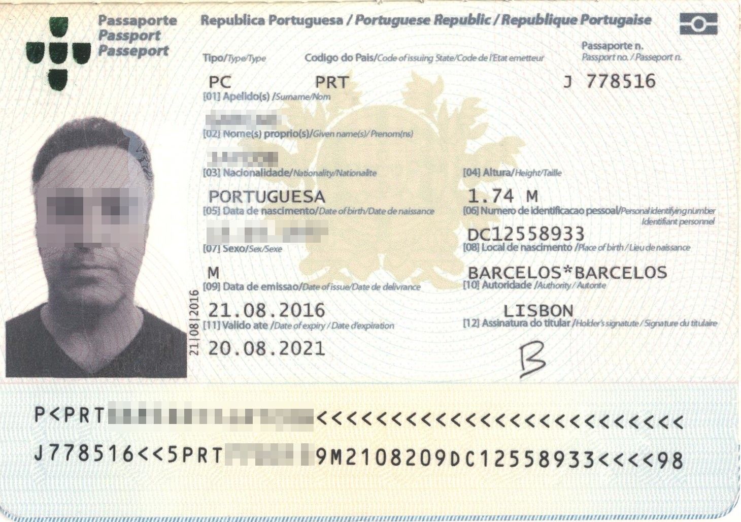 cestovní pas Portugalska