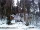chaty v zimě v lese