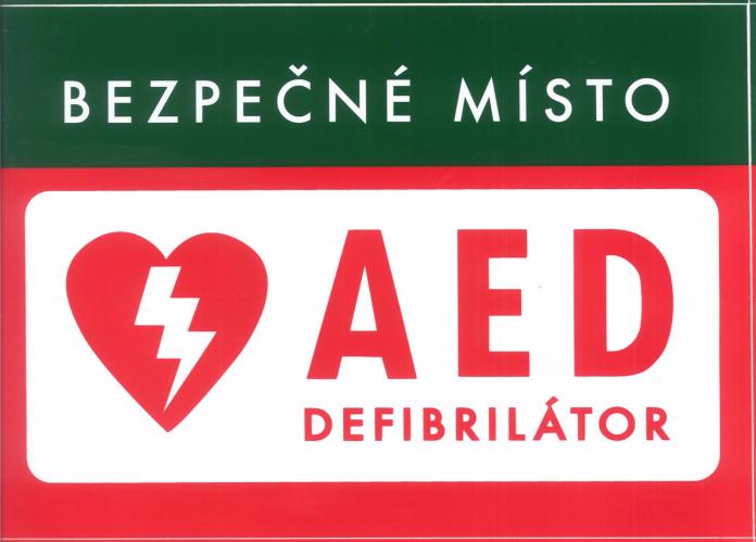 defibrilátor - upozorňující  samolepka